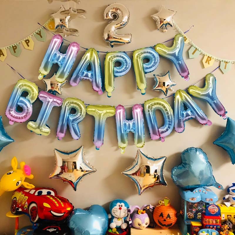 Rainbow Gradient Alphabet Balloons