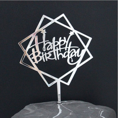 Happy Birthday Love Flag Cake Topper