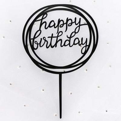 Happy Birthday Love Flag Cake Topper