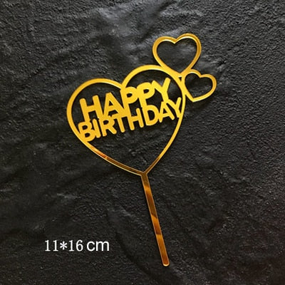 Happy Birthday Love Flag Cake Topper