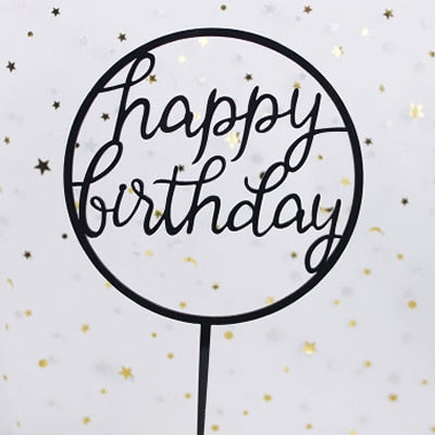 Happy Birthday Love Flag Cake Topper