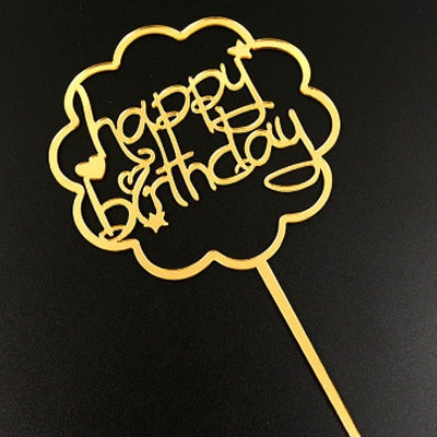 Happy Birthday Love Flag Cake Topper