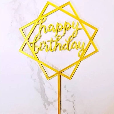 Happy Birthday Love Flag Cake Topper