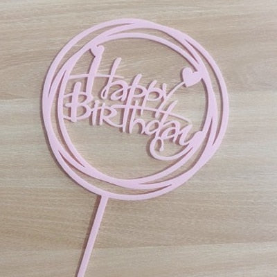 Happy Birthday Love Flag Cake Topper