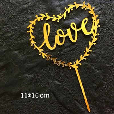 Happy Birthday Love Flag Cake Topper