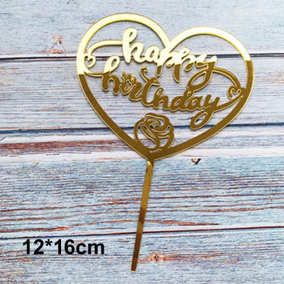 Happy Birthday Love Flag Cake Topper