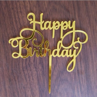 Happy Birthday Love Flag Cake Topper