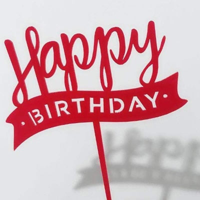 Happy Birthday Love Flag Cake Topper