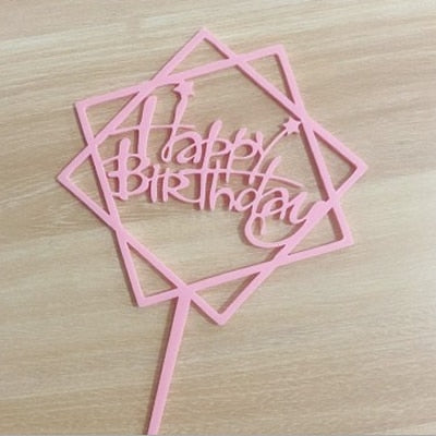 Happy Birthday Love Flag Cake Topper