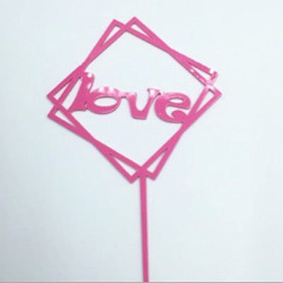 Happy Birthday Love Flag Cake Topper