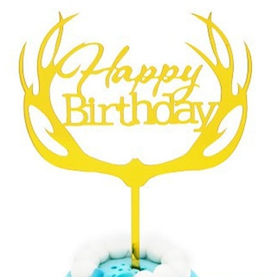 Happy Birthday Love Flag Cake Topper