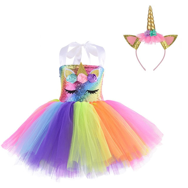 Unicorn Sequins Princess Dress