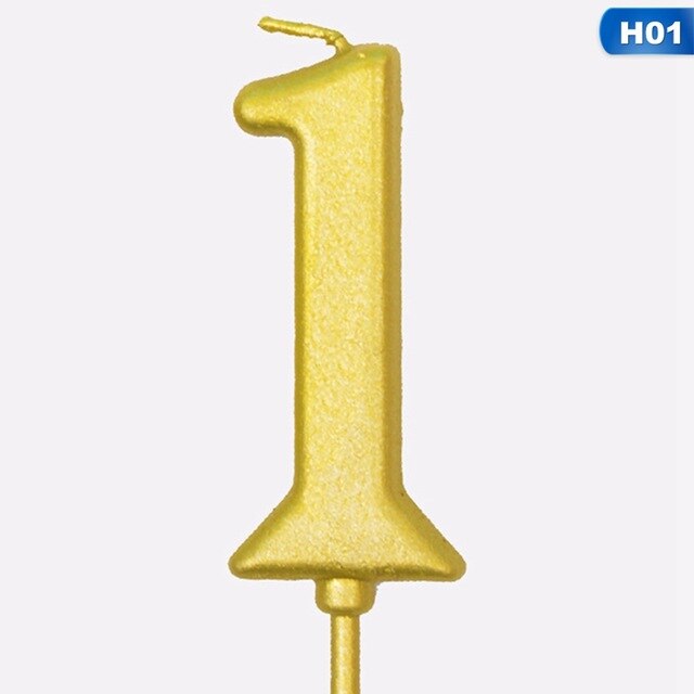 Birthday Cake Gold Number Candles