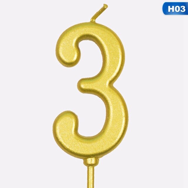 Birthday Cake Gold Number Candles