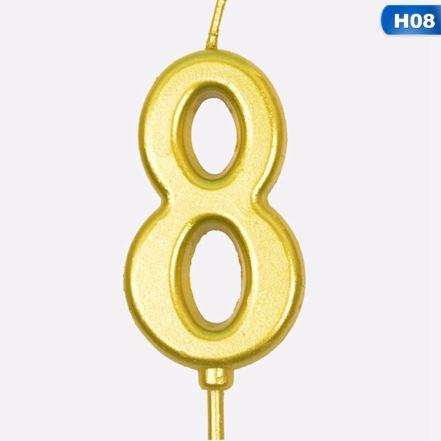 Birthday Cake Gold Number Candles