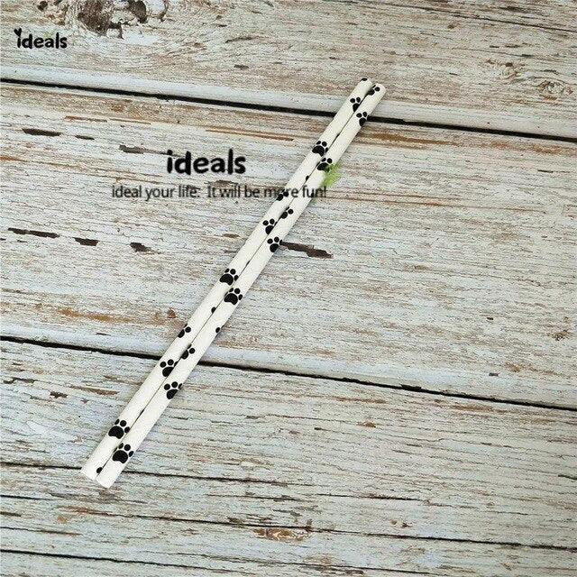 Black Strip Star Dot Paper Straws