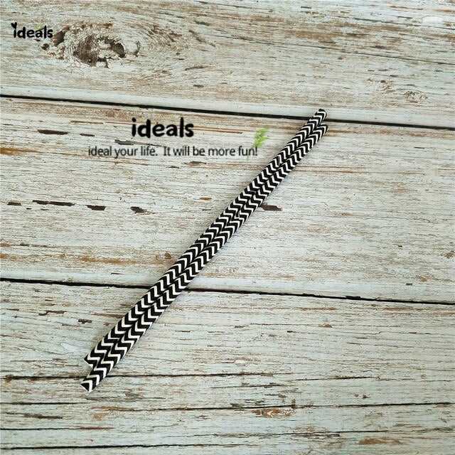 Black Strip Star Dot Paper Straws