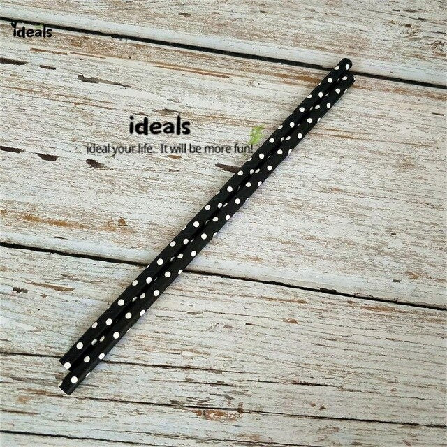 Black Strip Star Dot Paper Straws