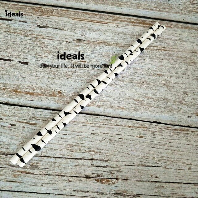 Black Strip Star Dot Paper Straws