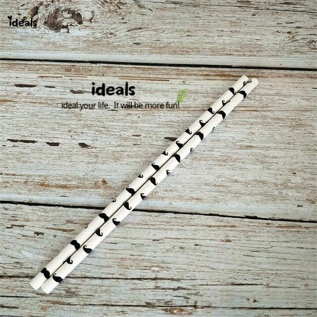 Black Strip Star Dot Paper Straws