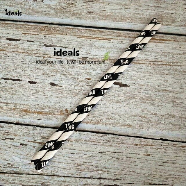 Black Strip Star Dot Paper Straws
