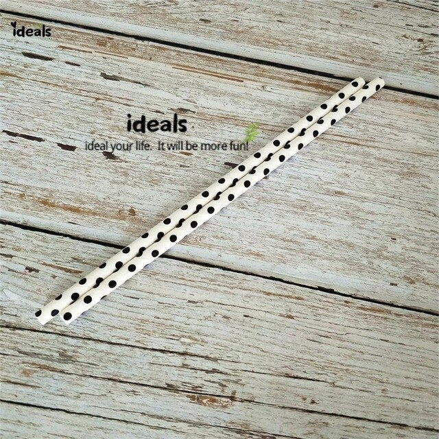 Black Strip Star Dot Paper Straws