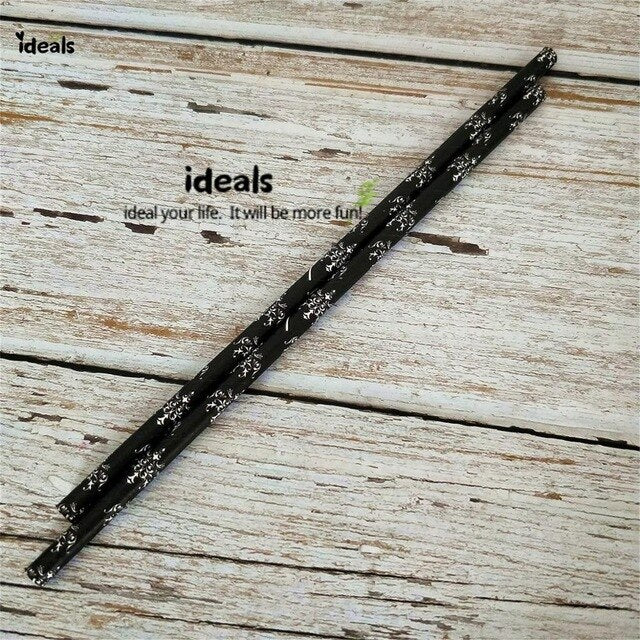 Black Strip Star Dot Paper Straws