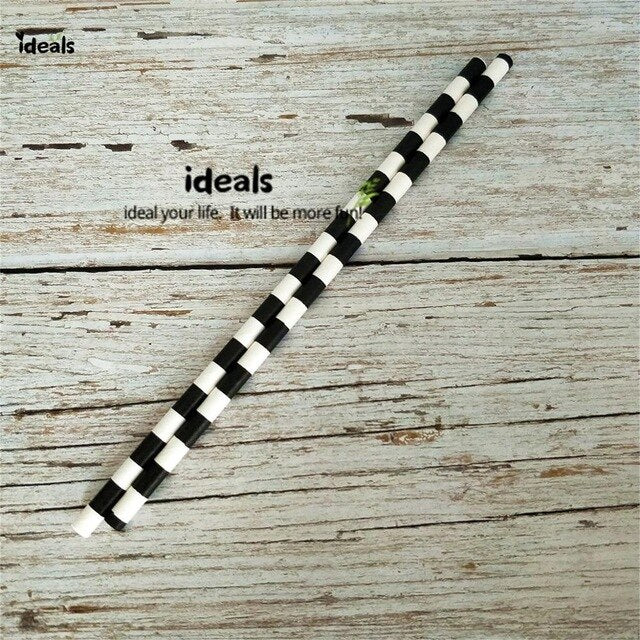 Black Strip Star Dot Paper Straws