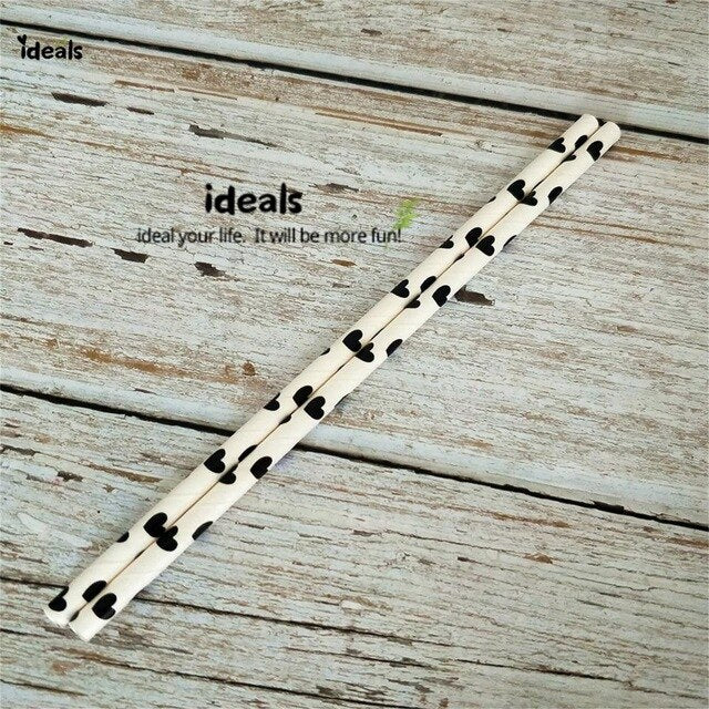 Black Strip Star Dot Paper Straws