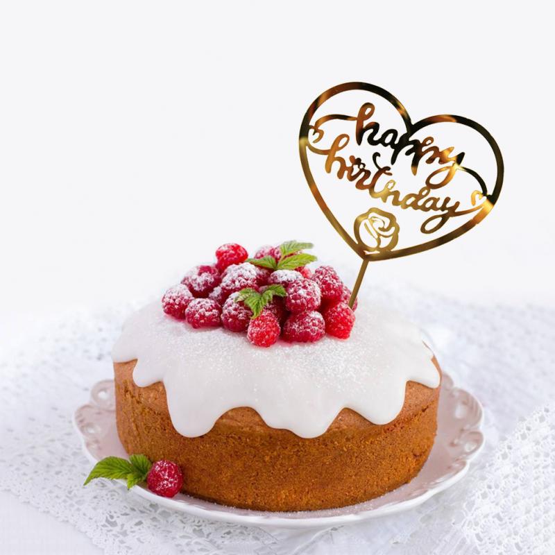Gold Flash Happy Birthday Cake Decoration