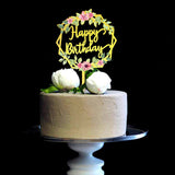 Flowers Happy Birthday Cake Topper