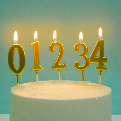 Birthday Cake Gold Number Candles